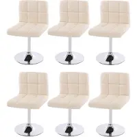 Mendler Lot de 6 chaises de salle à manger Kavala, pivotante, similicuir, chrome crème