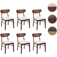 Mendler Lot de 6 chaises de salle à manger HWC-M59, chaise de cuisine, tissu/textile bois massif bâti foncé, crème