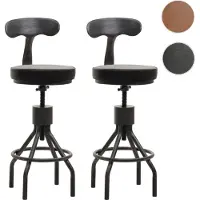 Mendler Lot de 2 tabourets de bar HWC-N22, chaise de bar, hauteur réglable pivotant repose-pieds, acier industriel similicuir noir