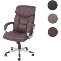 Mendler Chaise de bureau HWC-A71, chaise pivotante, tissu imitation daim, brun