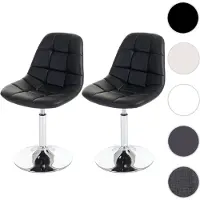 Mendler 2x chaise de salle à manger Cascina, fauteuil pitovante, chrome similicuir noir