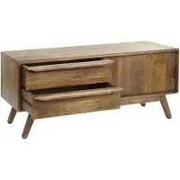 Mendler Rack TV HWC-L96, Table de télévision Lowboard Commode Armoire, tiroirs en bois massif Mango 46x110x35cm MVG