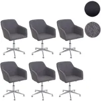Mendler 6x chaise de salle à manger HWC-A74, fauteuil pivotant, réglable en hauteur tissu, gris