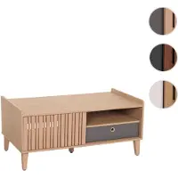 Mendler Table basse HWC-M48, table de salon table basse, manguier massif 52x114x59cm beige, tiroir gris