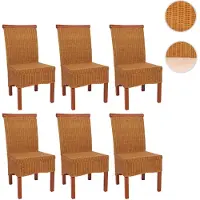 Mendler Lot de 6 chaises M42 salle à manger, rotin/bois, 46x50x96cm sans coussins