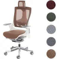 Mendler Fauteuil de bureau MERRYFAIR Wau 2, chaise pitovante, rembourrage / filet, ergonomique marron/orange