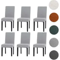 Mendler Lot de 6 chaises de salle à manger Littau, chaise de cuisine à dossier haut, tissu/textile Velours Bois gris clair, pieds foncés