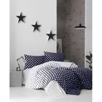 L'essentiel Maison , Puanline - Dark Blue, ensemble housse de couette simple Ranforce (FR), 100 % COTON RANFORCE, bleu foncé, 140 x 200 cm