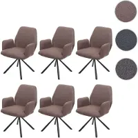 Mendler Lot de 6 chaises de salle à manger HWC-H71, chaise de cuisine, tissu/textile acier brun