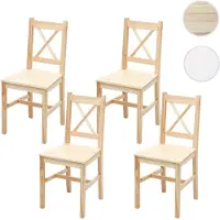 Mendler 4x chaise de salle à manger HWC-F77, style rustique-cottage, en bois massif bois de pin finition lasure