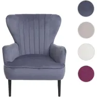 Mendler Fauteuil Lounge HWC-K37, Fauteuil Cocktail Fauteuil rembourré, velours gris