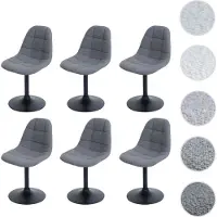 Mendler Lot de 6 chaises de salle à manger HWC-A60, chaise de cuisine chaise pivotante, acier MVG tissu/textile bouclé (450g/m²) gris foncé