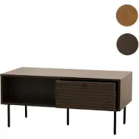 Mendler Table basse HWC-N78, table de salon table basse, style scandinave métal bois mélamine MVG 45x100x50cm brun foncé