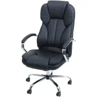 Mendler Fauteuil de bureau américain Kansas XXL, fauteuil manager, charge 150kg, similicuir noir