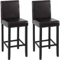 Mendler Lot de 2 tabourets de bar Vicenza, cuir, marron/pieds foncés