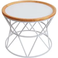 Mendler Table basse HWC-N32, Table basse d'appoint Table de salon Table de salon, structure métallique en bois Ø66cm blanc