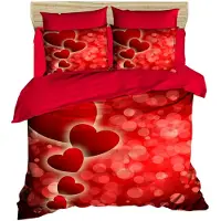 L'essentiel Maison , 182, ensemble housse de couette double, 100 % POLYESTER MICROSATIN, rouge, 200 x 220 cm
