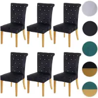Mendler Lot de 6 chaises de salle à manger HWC-D22, chaise de cuisine, rivets velours noir, pieds dorés