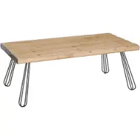 Mendler Table basse HWC-L73, Table de salon, bois massif industriel MVG 120x60cm, naturel