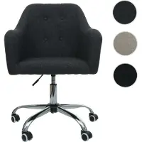 Mendler Chaise de bureau HWC-L92, chaise pivotante chaise de bureau chaise d'ordinateur fauteuil de bureau chaise, avec accoudoirs tissu/textile gris foncé