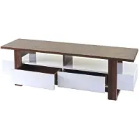 Mendler Rack TV HWC-B51, Table de télévision Armoire basse, structure 3D aspect noyer brillant 46x150x45cm