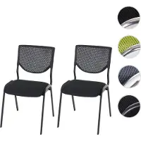 Mendler Lot de 2 chaises de conférence / visiteur T401, empilable siège noir, pieds noirs
