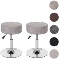 Mendler 2x Tabouret HWC-C22, hauteur réglable Ø 35 cm imitiation daim gris vintage