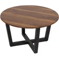 Mendler Table Basse Hwc-M61, Table D'appoint Table De Salon, Bois Massif Hpl Stratifié Mélaminé Ø80cm, Aspect Bois De Sheesham, Piètement Foncé