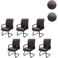 Mendler Lot De 6 Chaises De Conférence Hwc-H31, Chaise De Salle À Manger Cantilever Vintage Imitation Daim Métal Similicuir Marron