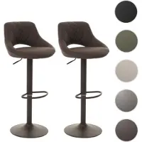 Mendler Lot de 2 tabourets de bar HWC-N64, chaise de bar tabouret de comptoir, repose-pieds pivotant, similicuir métal brun