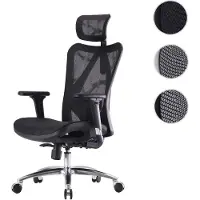 Sihoo chaise de bureau ergonomique charge max. 150kg housse noire, piétement noir