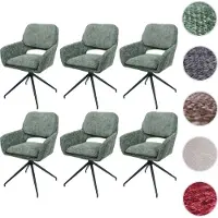 Mendler Lot de 6 chaises de salle à manger HWC-N74, chaise de cuisine, pivotante Auto-Return, tissu chenille (490g/m²) Öko-Tex vert