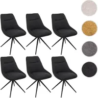 Mendler Lot de 6 chaises de salle à manger HWC-M65, chaise de cuisine fauteuil chaise, pivotante auto position métal tissu/textile anthracite