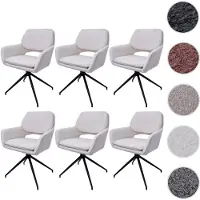 Mendler Lot de 6 chaises de salle à manger HWC-N74, chaise de cuisine, pivotante Auto-Return, tissu Bouclé (540g/m²) Oeko-Tex crème