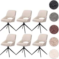 Mendler Lot de 6 chaises de salle à manger HWC-N73, chaise de cuisine, pivotante Auto-Return, tissu/textile Boucle (540g/m²) Oeko-Tex crème