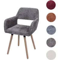 Mendler Chaise de salle à manger HWC-A50 II, chaise de cuisine chaise rembourrée, bois tissu/textile chenille (465g/m²) MVG marron