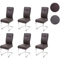 Mendler 6x chaise de salle à manger HWC-G56, chaise de cuisine cantilever, textile aspect daim brun