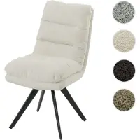 Mendler Chaise de salle à manger HWC-G66, chaise de cuisine pivotante Auto-Position Tissu/Textile Bouclé certifié MVG blanc crème