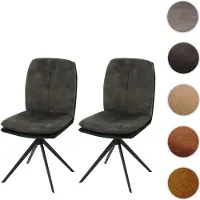 Mendler Lot de 2 chaises de salle à manger HWC-M68, fauteuil de cuisine, pivotant Auto-Position, métal tissu/textile vert