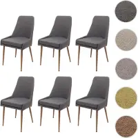 Mendler Lot de 6 chaises de salle à manger HWC-O27, chaise de cuisine rembourrée Chaise, tissu/textile (280g/m²) métal gris foncé