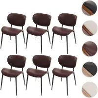 Mendler Ensemble de 6 chaises de salle à manger, modèle HWC-O45, chaise en bois avec revêtement en similicuir de 280g/m², , aspect noyer, couleur marron vintage