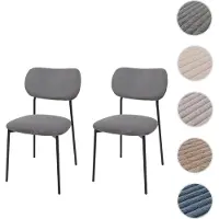 Mendler Lot de 2 chaises de salle à manger HWC-O26, chaise de cuisine chaise rembourrée, Velours (330g/m²) tissu/textile métal gris foncé