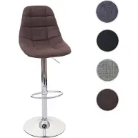 Mendler Tabouret de bar HWC-A67, tabouret de bar tissu/textile vintage brun foncé, base chromée