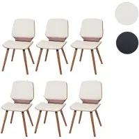 Mendler 6x Chaise De Salle À Manger Hwc-B16, Bois Courbé, Rétro, Aspect Noyer Similicuir Crème