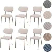 Mendler lot de 6 chaises de salle à manger HWC-O26, chaise de cuisine rembourrée Chaise, velours côtelé (330g/m²) tissu/textile métal ~ beige