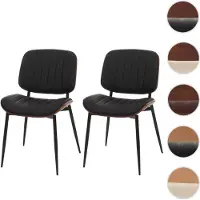Mendler Ensemble de 2 chaises de salle à manger HWC-O44, chaise de cuisine, revêtue de similicuir, bois , aspect noyer, couleur noire