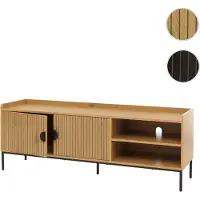 Mendler Meuble TV HWC-O39, meuble TV, table TV, meuble bas, commode, mélamine MDF 56x150x40cm naturel