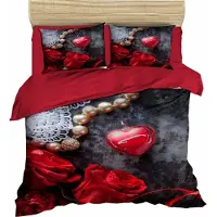 L'essentiel Maison , 171, King-Size-Bettbezug-Set (FR), 100 % POLYESTER-MICROSATIN, Rot, 240 x 220 cm