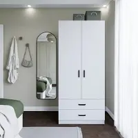 Skye Decor , Yaman 1600-042 - Blanc, armoire, blanc mat, panneaux de particules 100 % mélaminés, 80 x 47 x 182 cm