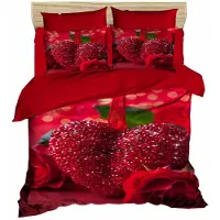 L'essentiel Maison , 191, ensemble housse de couette double, 100 % POLYESTER-MICROSATIN, rouge, 200 x 220 cm